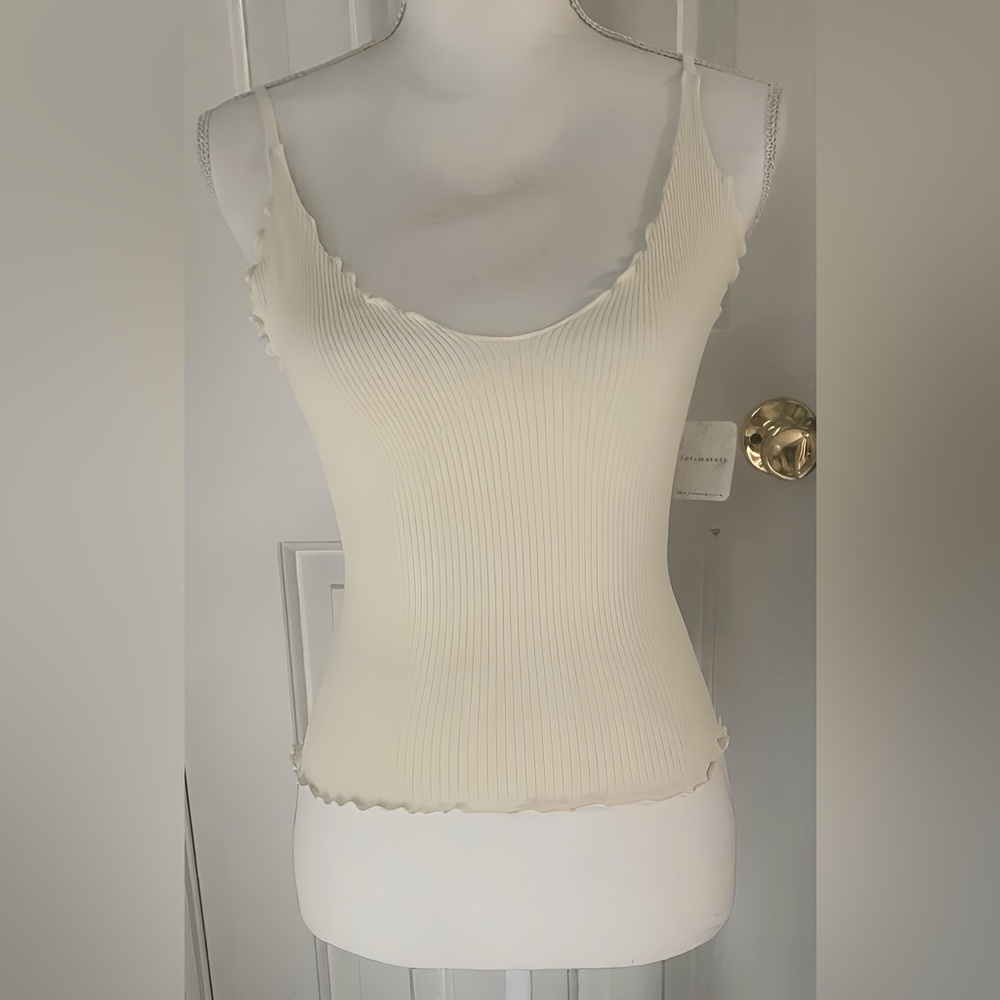 Free People- Cream ribbed tank top